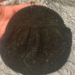 Elegant Black Beaded Clutch